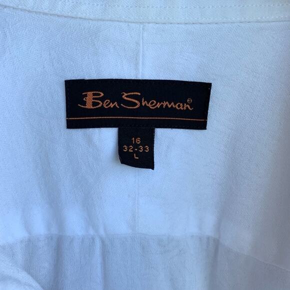 Ben Sherman Men's White Button Front Embossed Shirt Long Sleeve Large - Picture 2 of 5